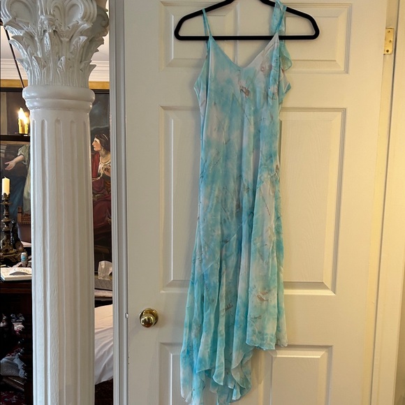 Yves Calina Dresses & Skirts - Elegant Blue Tie-Dye Women's Dress